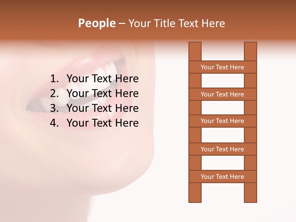 Beautiful Young Smiling Woman With Great Teeth. Isolated Over White Background PowerPoint Template