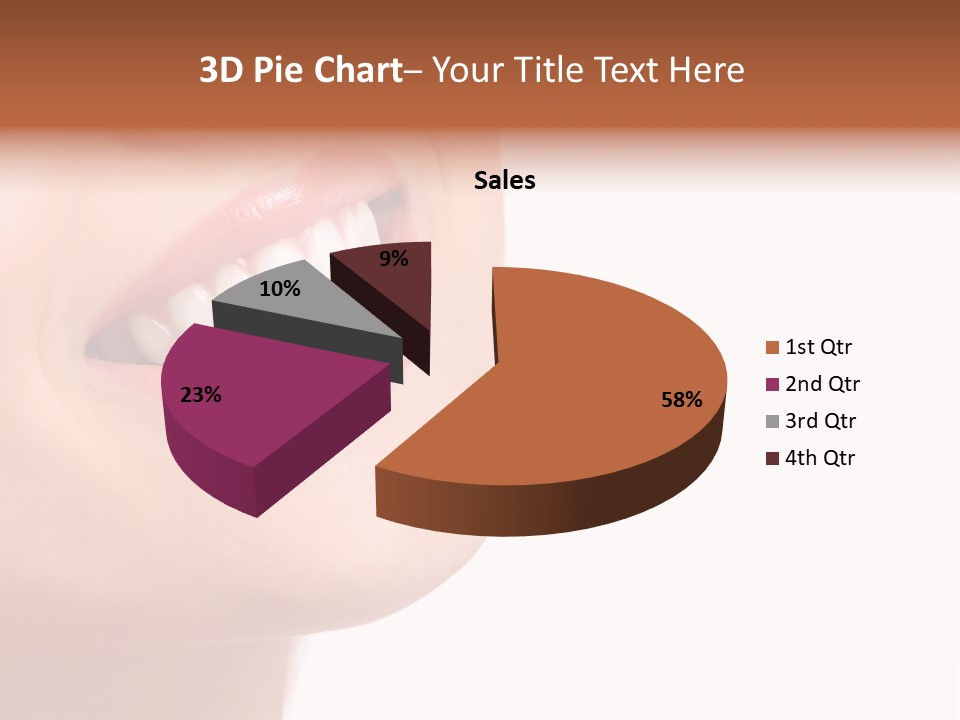 Beautiful Young Smiling Woman With Great Teeth. Isolated Over White Background PowerPoint Template