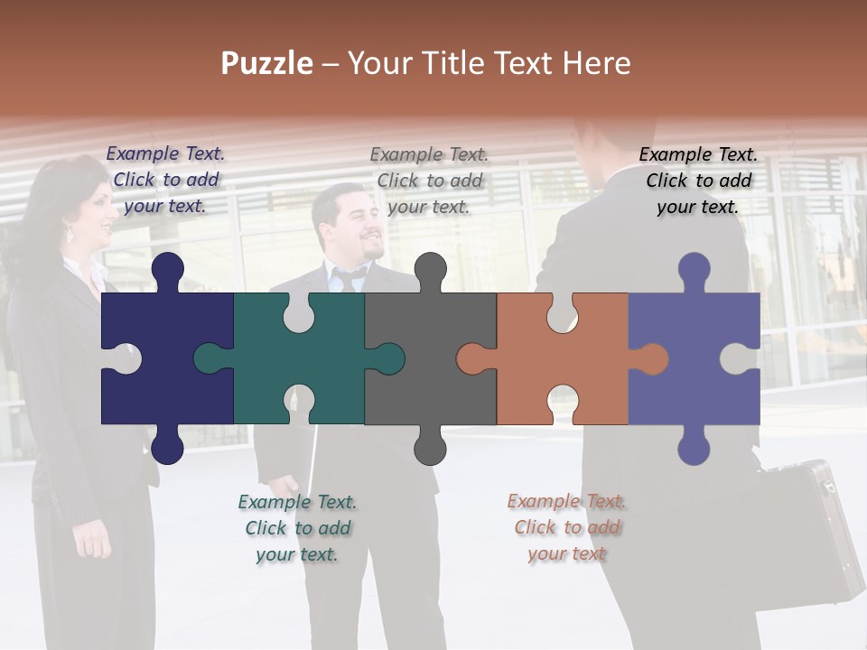 An Attractive Business Team Meeting At Office Building PowerPoint Template