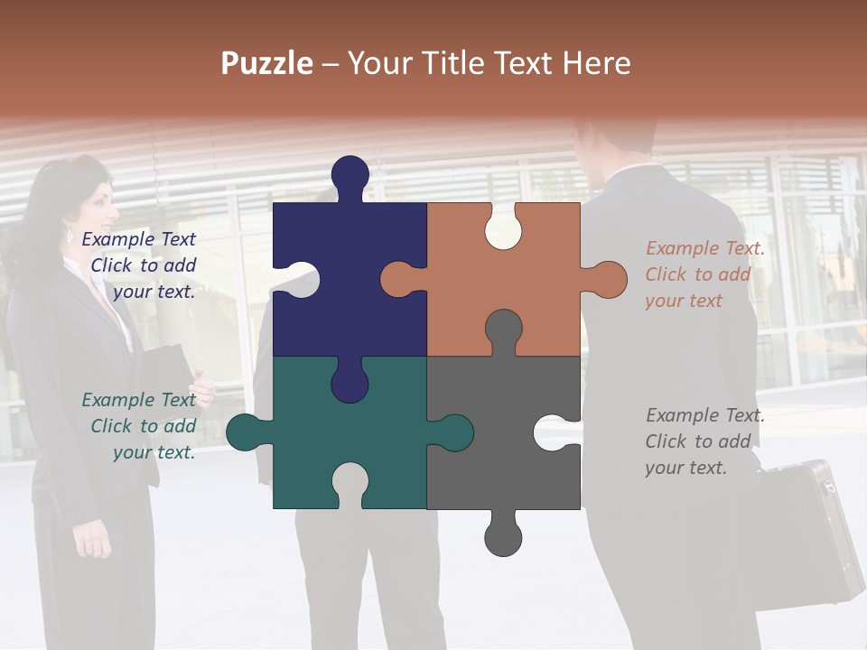 An Attractive Business Team Meeting At Office Building PowerPoint Template