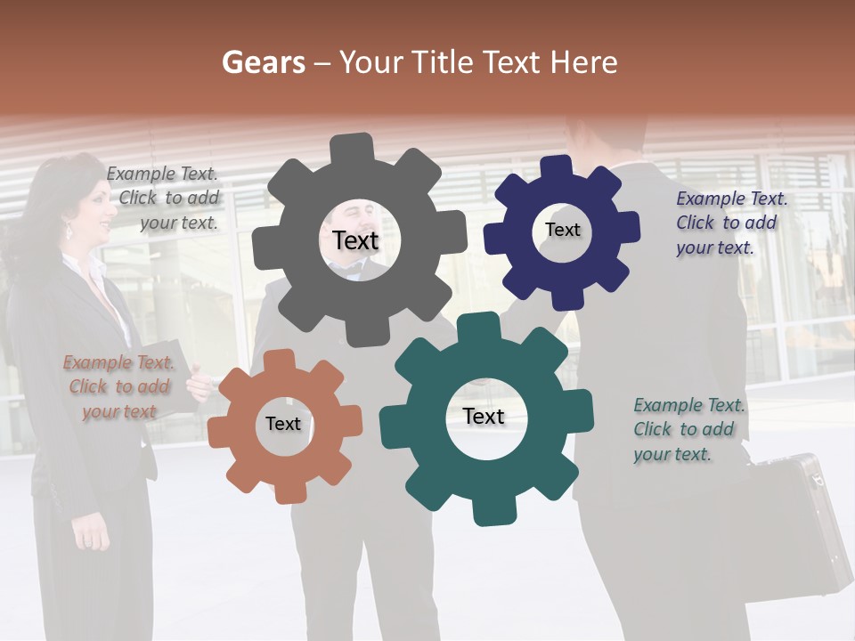 An Attractive Business Team Meeting At Office Building PowerPoint Template