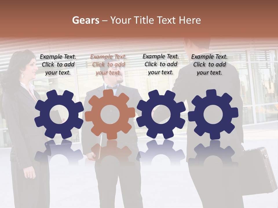 An Attractive Business Team Meeting At Office Building PowerPoint Template