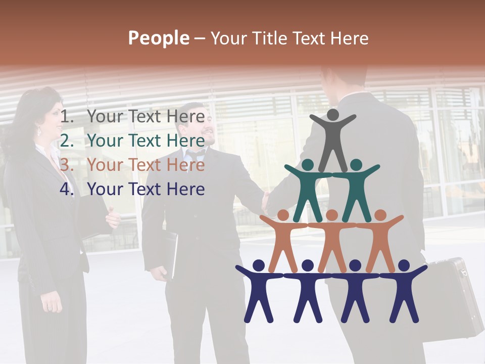 An Attractive Business Team Meeting At Office Building PowerPoint Template