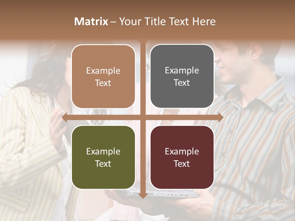 Happy Businessteam Working Together On Laptop Computer At Office, Smiling. PowerPoint Template