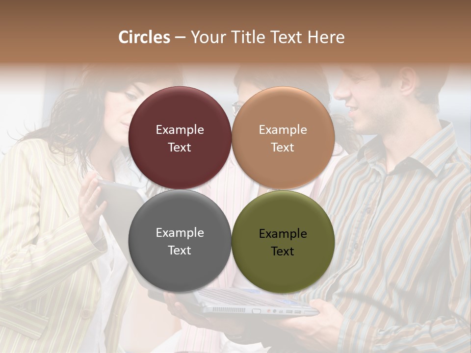 Happy Businessteam Working Together On Laptop Computer At Office, Smiling. PowerPoint Template