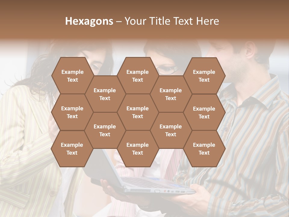 Happy Businessteam Working Together On Laptop Computer At Office, Smiling. PowerPoint Template