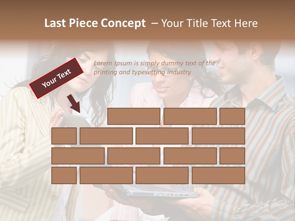 Happy Businessteam Working Together On Laptop Computer At Office, Smiling. PowerPoint Template