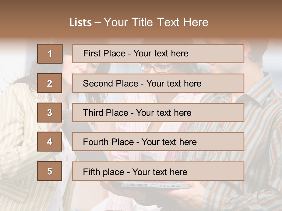 Happy Businessteam Working Together On Laptop Computer At Office, Smiling. PowerPoint Template