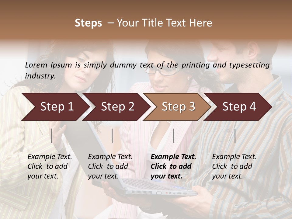 Happy Businessteam Working Together On Laptop Computer At Office, Smiling. PowerPoint Template