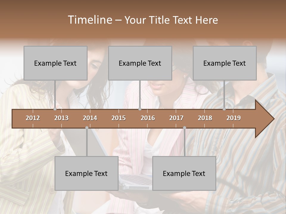 Happy Businessteam Working Together On Laptop Computer At Office, Smiling. PowerPoint Template