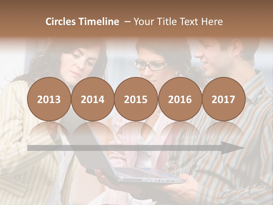 Happy Businessteam Working Together On Laptop Computer At Office, Smiling. PowerPoint Template