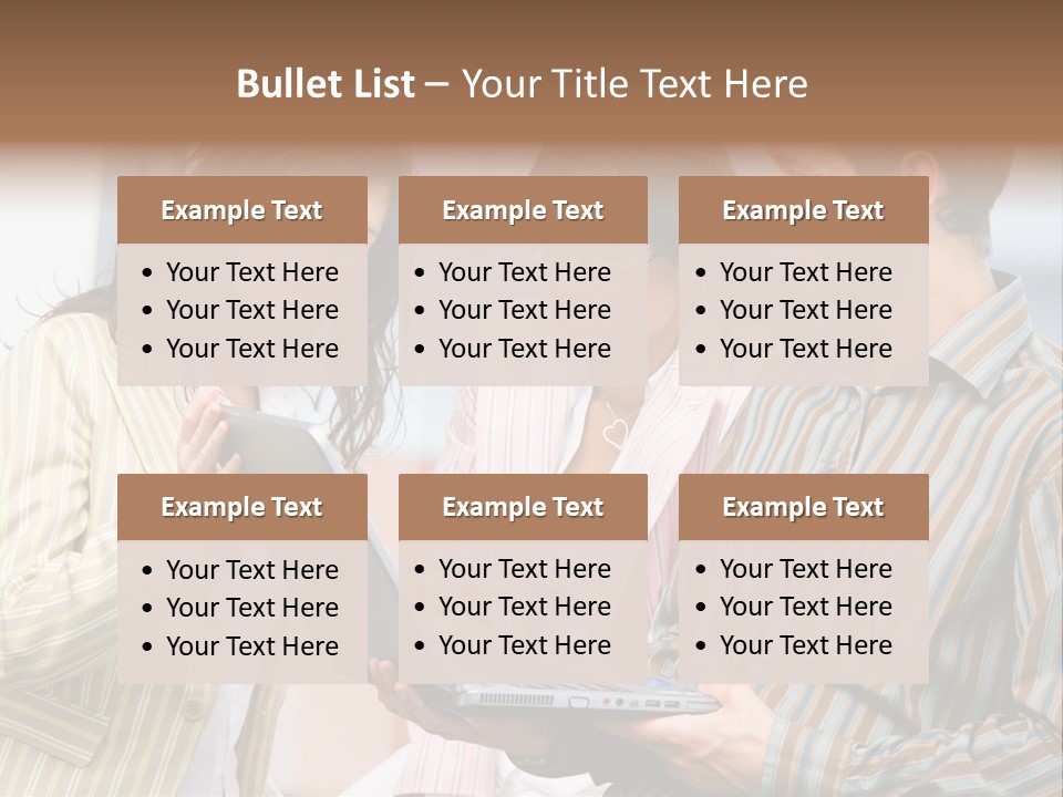Happy Businessteam Working Together On Laptop Computer At Office, Smiling. PowerPoint Template