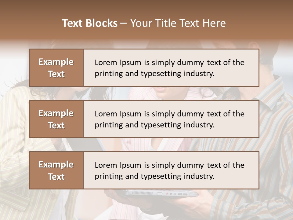 Happy Businessteam Working Together On Laptop Computer At Office, Smiling. PowerPoint Template