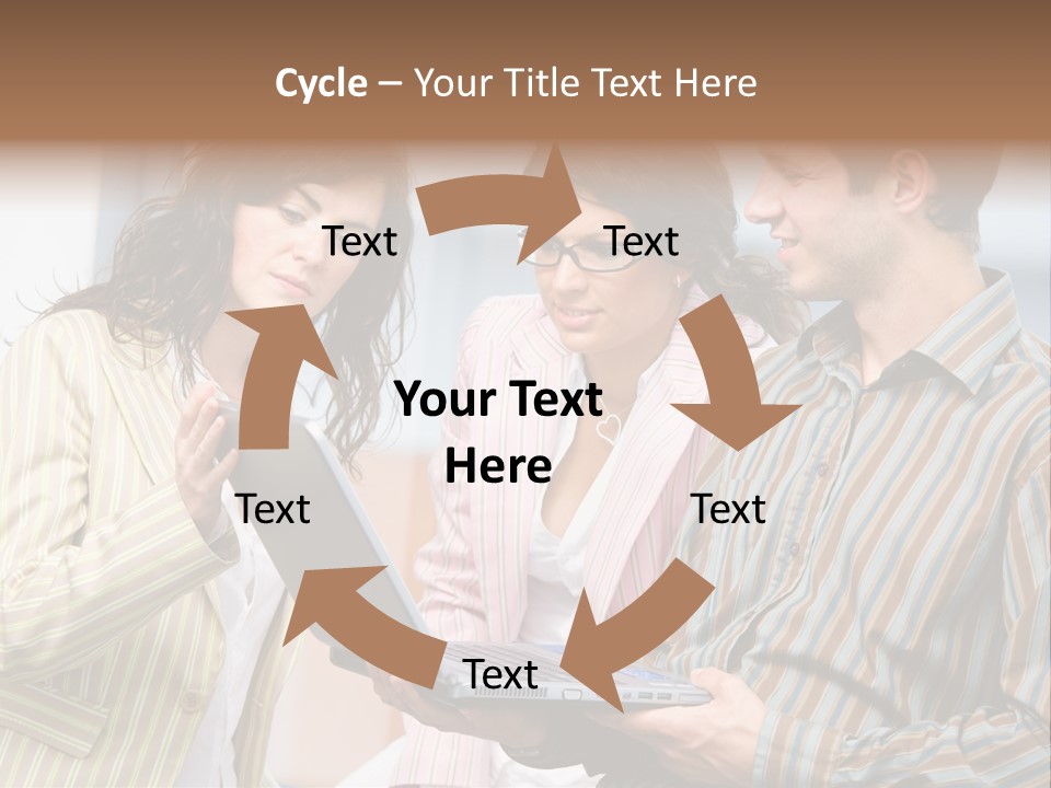 Happy Businessteam Working Together On Laptop Computer At Office, Smiling. PowerPoint Template