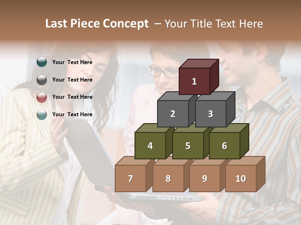 Happy Businessteam Working Together On Laptop Computer At Office, Smiling. PowerPoint Template