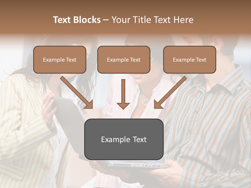 Happy Businessteam Working Together On Laptop Computer At Office, Smiling. PowerPoint Template