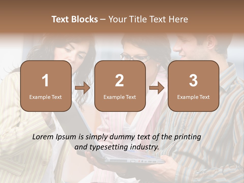 Happy Businessteam Working Together On Laptop Computer At Office, Smiling. PowerPoint Template