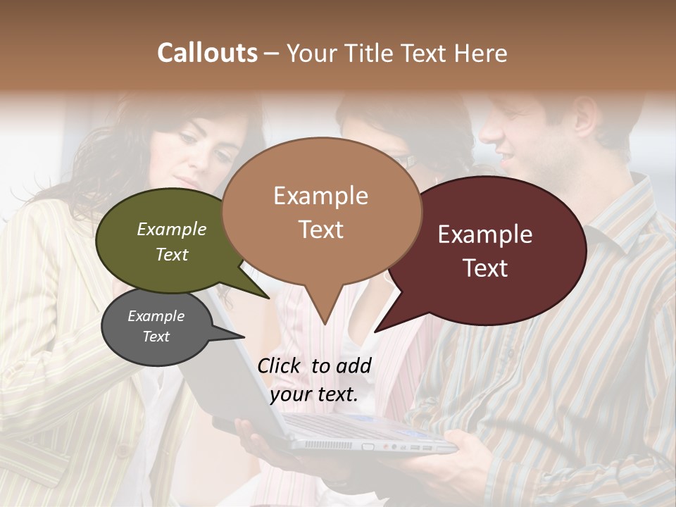 Happy Businessteam Working Together On Laptop Computer At Office, Smiling. PowerPoint Template