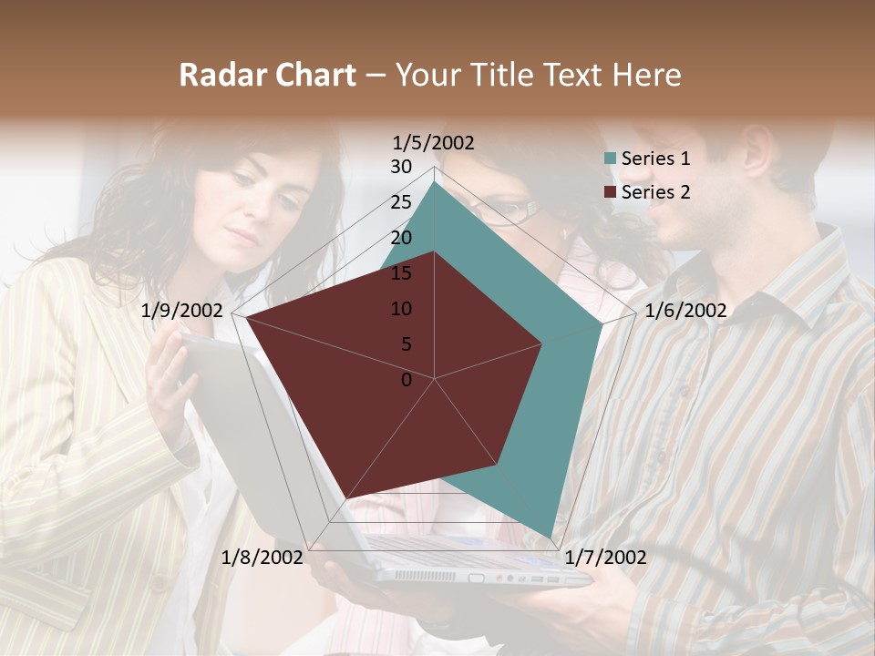Happy Businessteam Working Together On Laptop Computer At Office, Smiling. PowerPoint Template