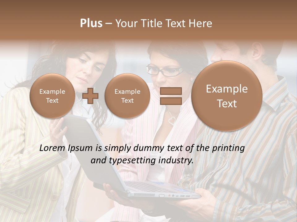 Happy Businessteam Working Together On Laptop Computer At Office, Smiling. PowerPoint Template