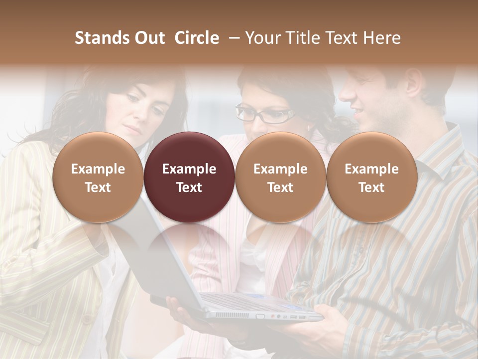 Happy Businessteam Working Together On Laptop Computer At Office, Smiling. PowerPoint Template