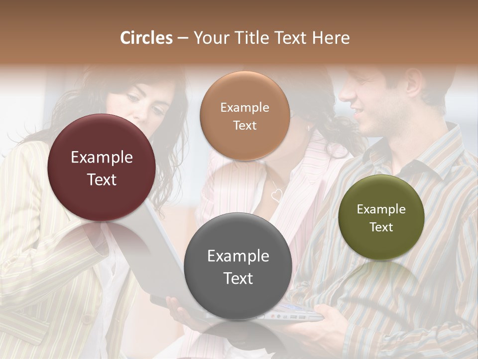 Happy Businessteam Working Together On Laptop Computer At Office, Smiling. PowerPoint Template