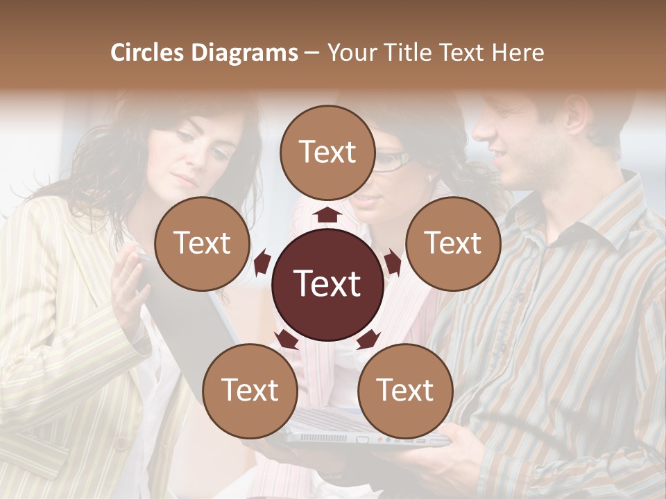 Happy Businessteam Working Together On Laptop Computer At Office, Smiling. PowerPoint Template