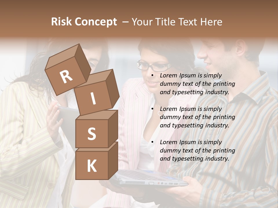 Happy Businessteam Working Together On Laptop Computer At Office, Smiling. PowerPoint Template