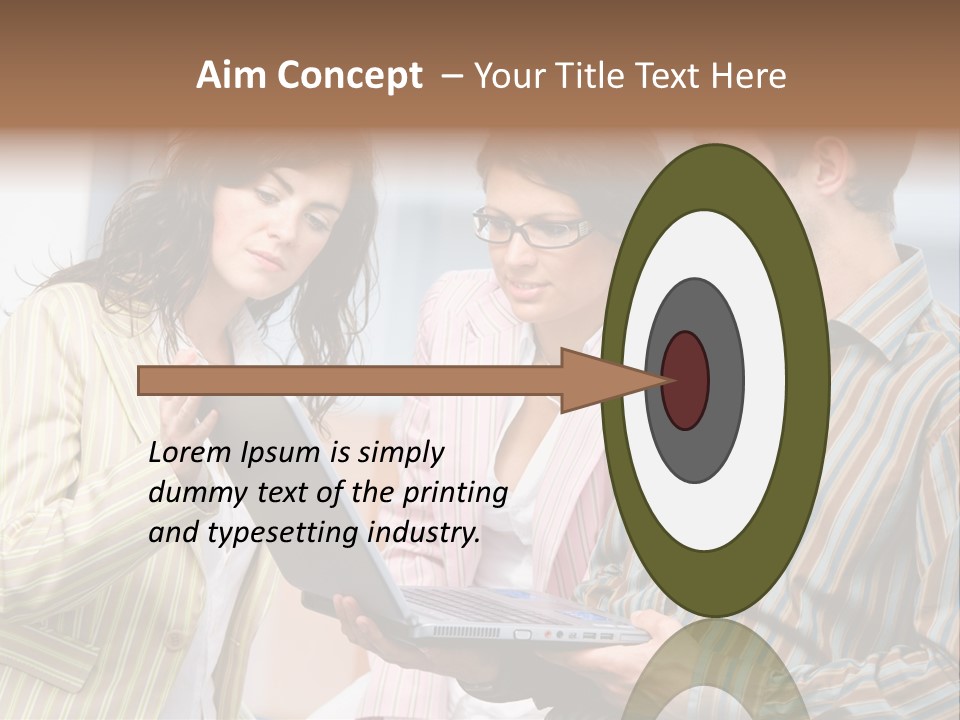 Happy Businessteam Working Together On Laptop Computer At Office, Smiling. PowerPoint Template