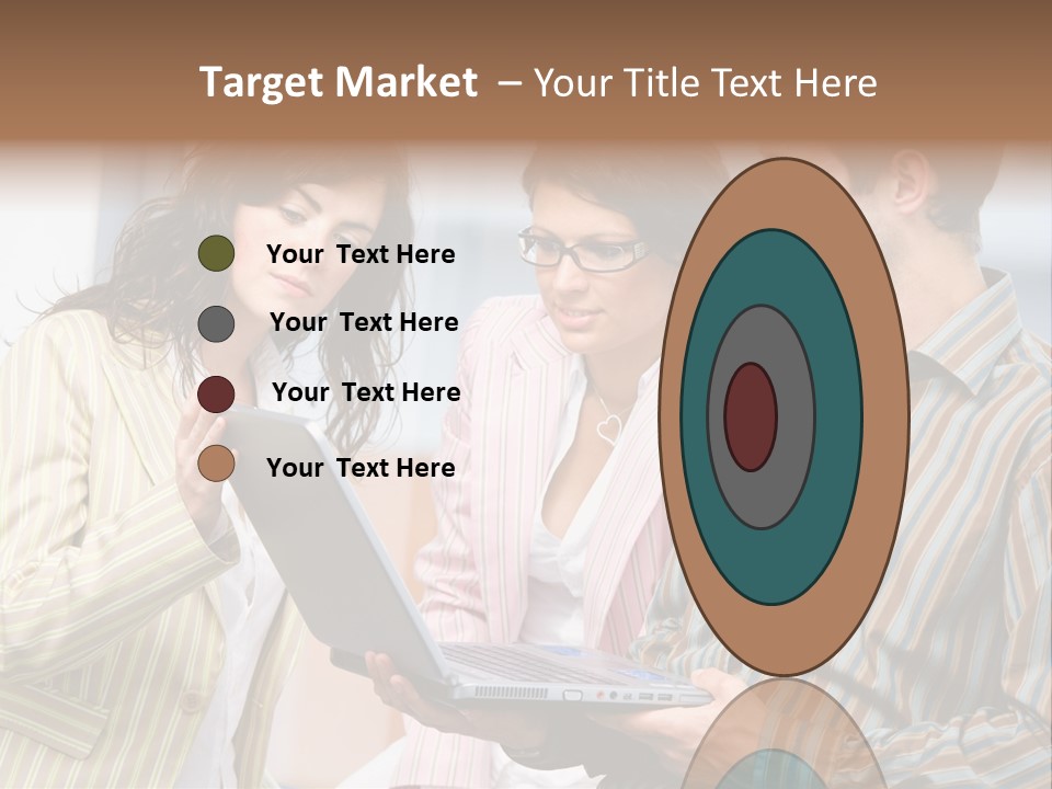 Happy Businessteam Working Together On Laptop Computer At Office, Smiling. PowerPoint Template