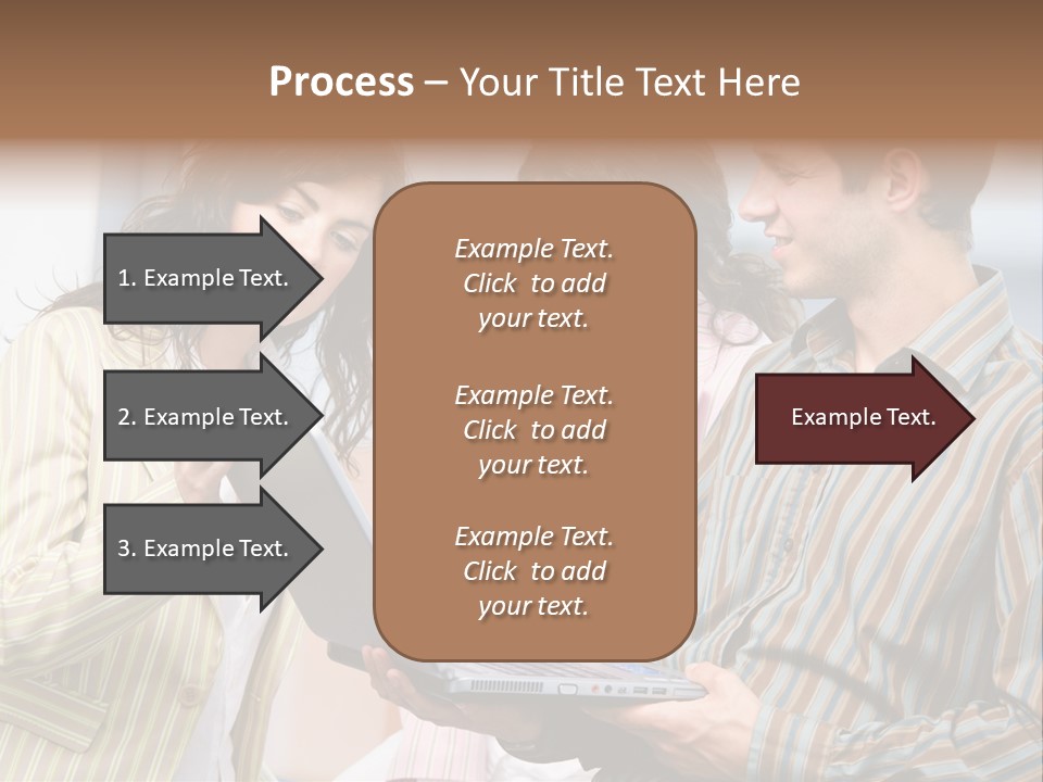 Happy Businessteam Working Together On Laptop Computer At Office, Smiling. PowerPoint Template