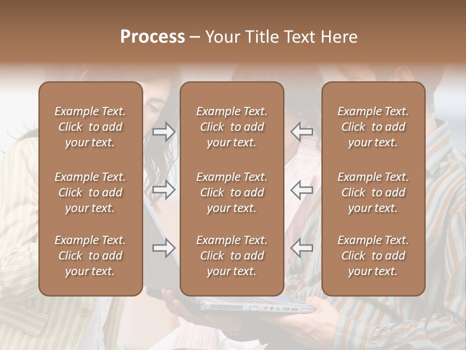 Happy Businessteam Working Together On Laptop Computer At Office, Smiling. PowerPoint Template