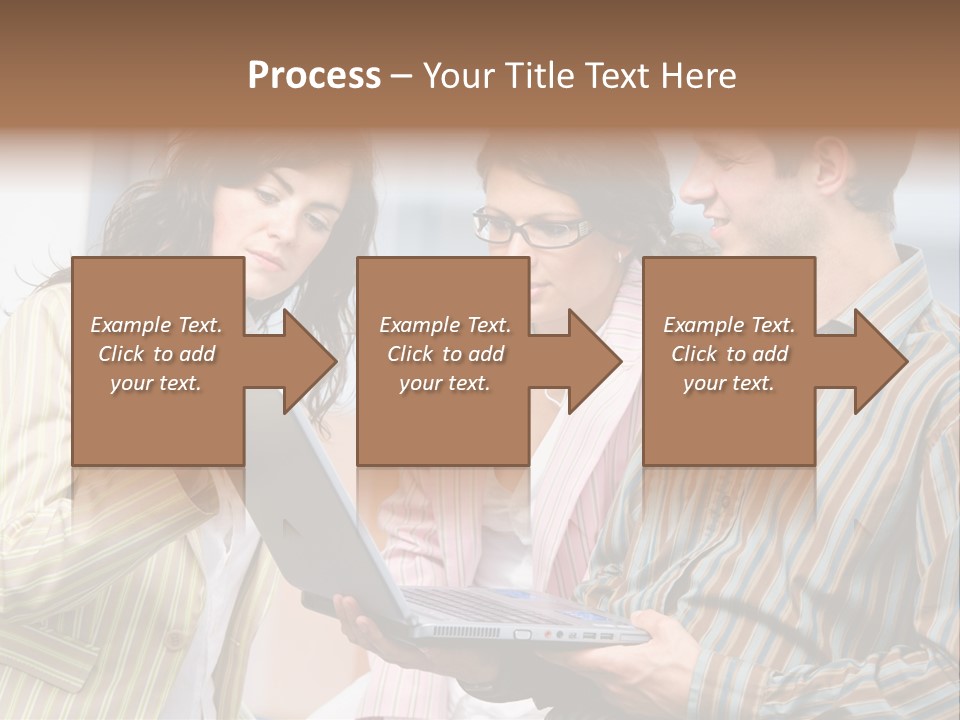 Happy Businessteam Working Together On Laptop Computer At Office, Smiling. PowerPoint Template