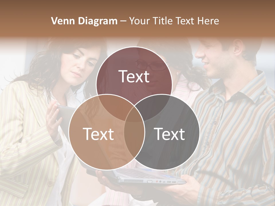 Happy Businessteam Working Together On Laptop Computer At Office, Smiling. PowerPoint Template