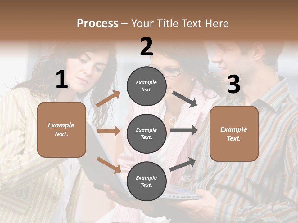 Happy Businessteam Working Together On Laptop Computer At Office, Smiling. PowerPoint Template
