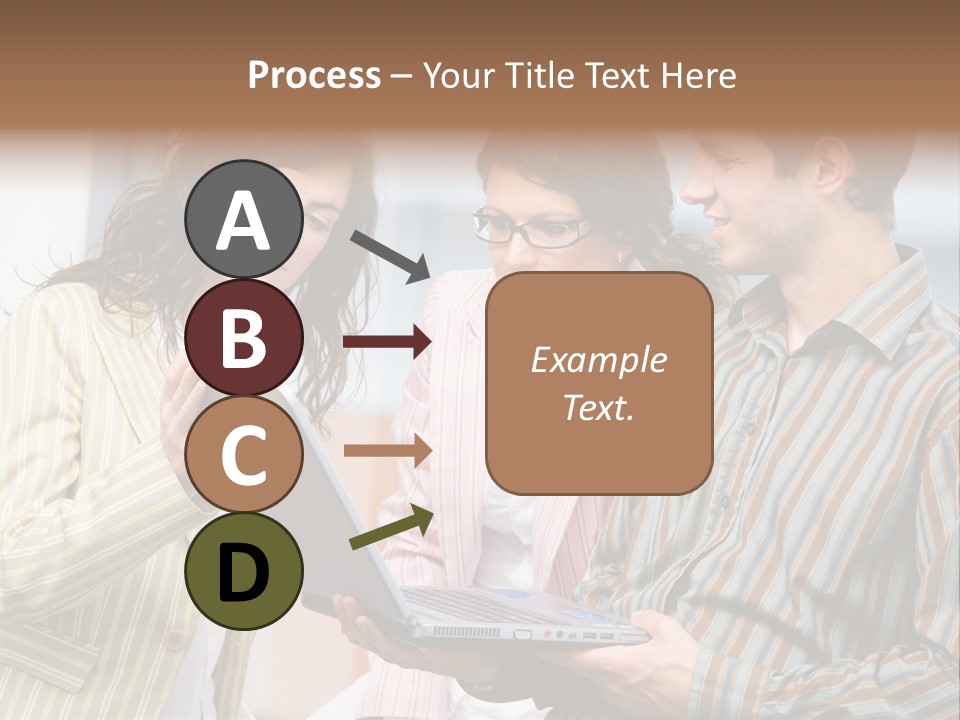 Happy Businessteam Working Together On Laptop Computer At Office, Smiling. PowerPoint Template