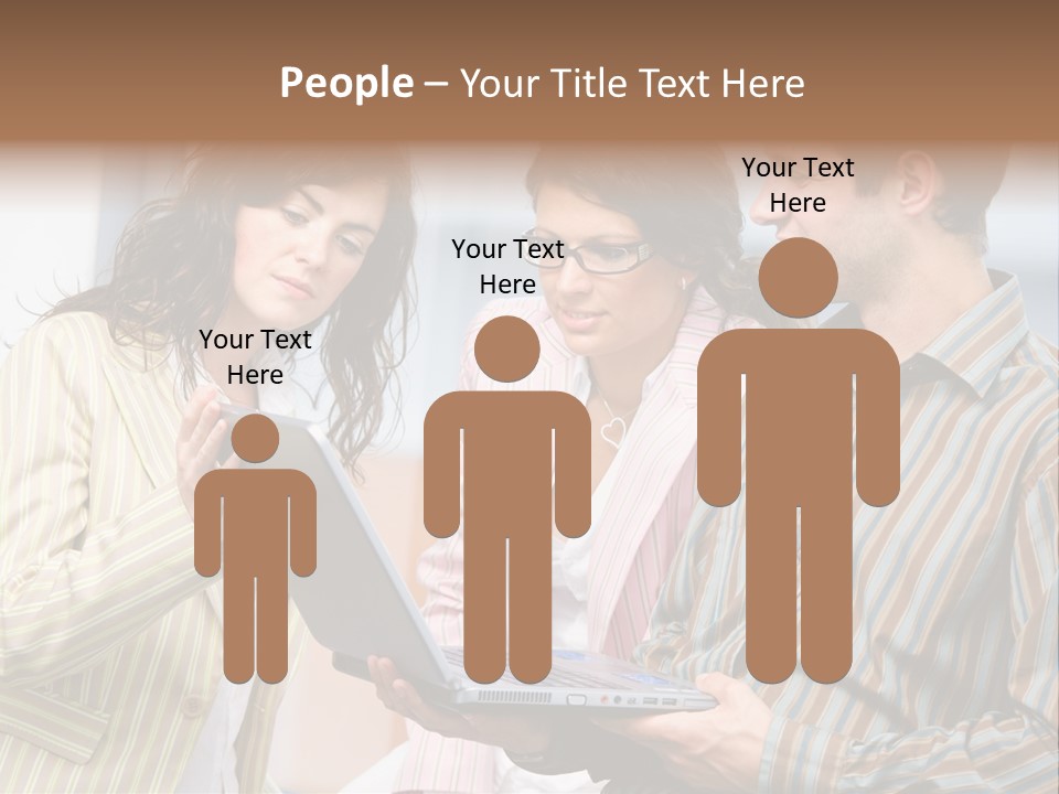 Happy Businessteam Working Together On Laptop Computer At Office, Smiling. PowerPoint Template