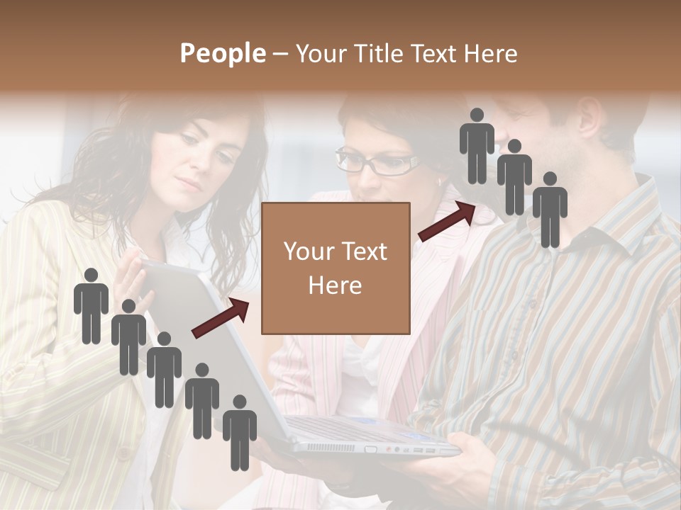 Happy Businessteam Working Together On Laptop Computer At Office, Smiling. PowerPoint Template