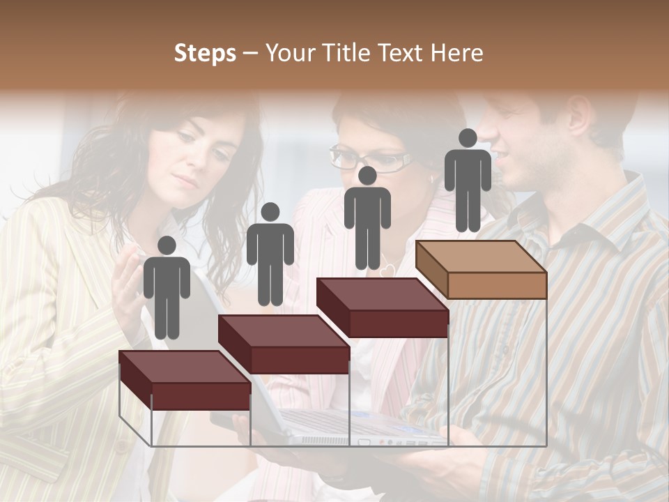 Happy Businessteam Working Together On Laptop Computer At Office, Smiling. PowerPoint Template