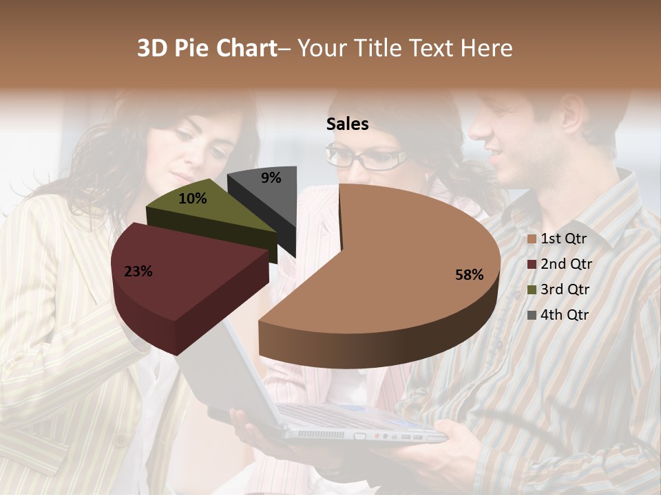 Happy Businessteam Working Together On Laptop Computer At Office, Smiling. PowerPoint Template