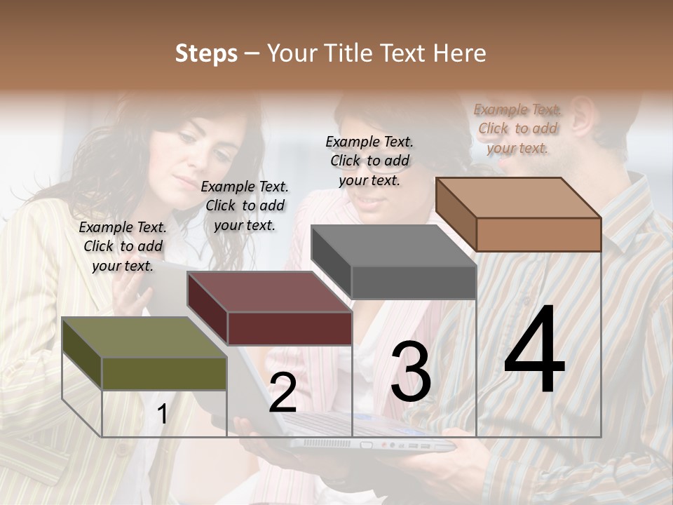 Happy Businessteam Working Together On Laptop Computer At Office, Smiling. PowerPoint Template