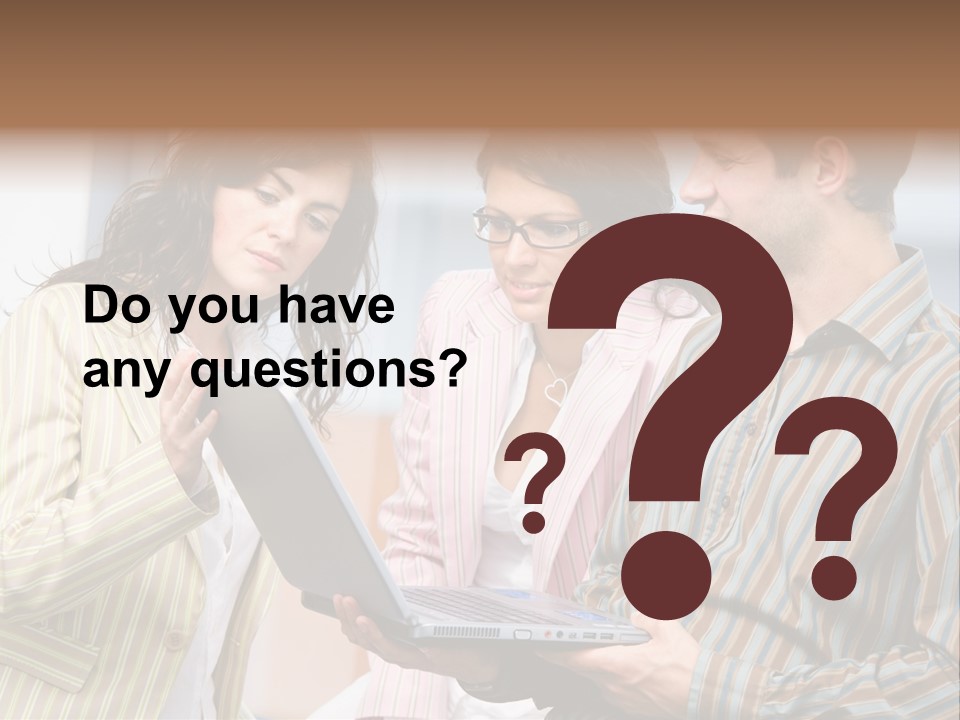 Happy Businessteam Working Together On Laptop Computer At Office, Smiling. PowerPoint Template