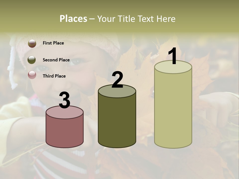 A Little Girl Keeping Yellow Leaves In Her Hands PowerPoint Template