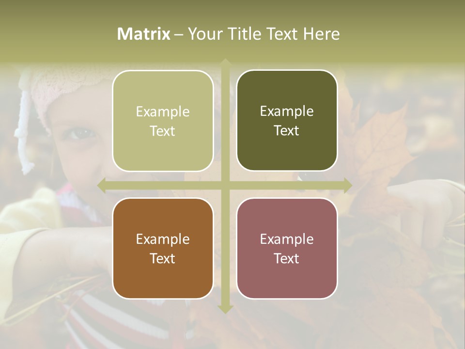 A Little Girl Keeping Yellow Leaves In Her Hands PowerPoint Template