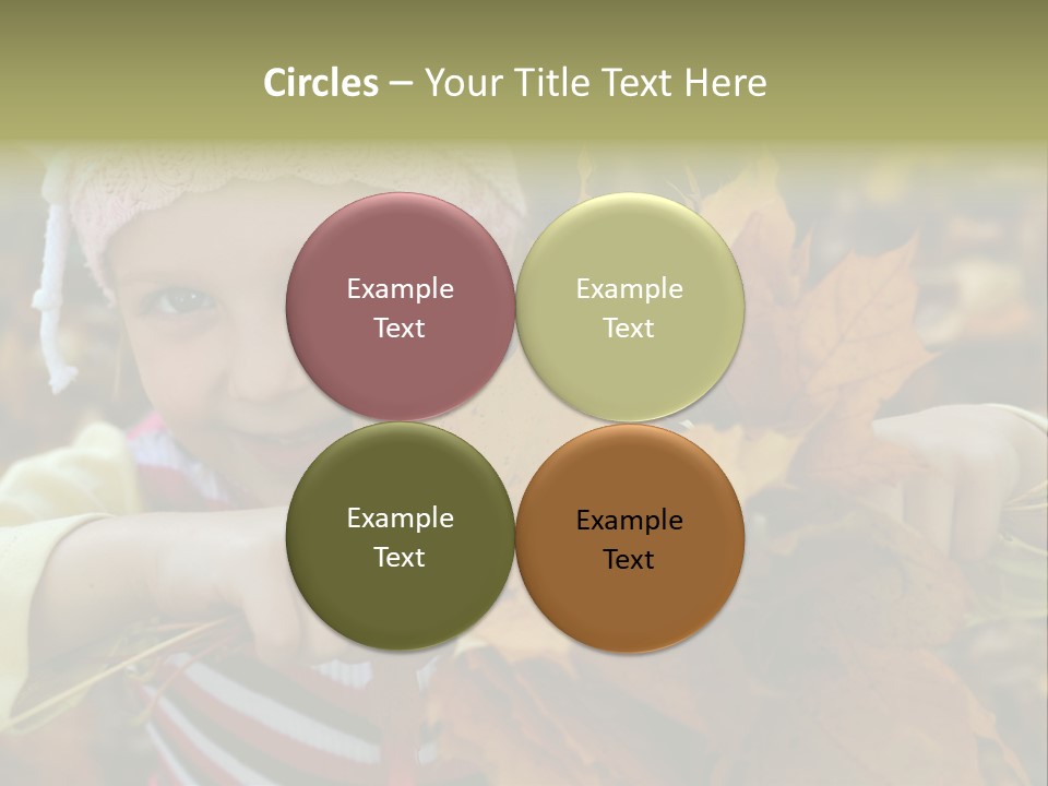 A Little Girl Keeping Yellow Leaves In Her Hands PowerPoint Template