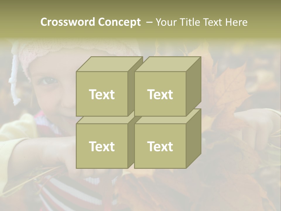 A Little Girl Keeping Yellow Leaves In Her Hands PowerPoint Template