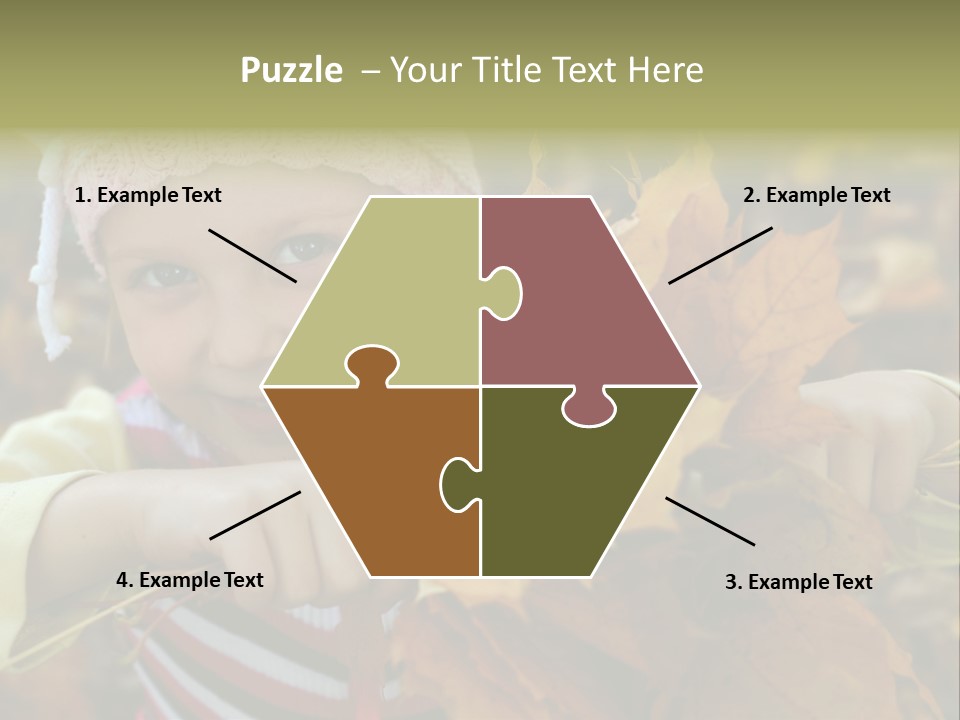 A Little Girl Keeping Yellow Leaves In Her Hands PowerPoint Template