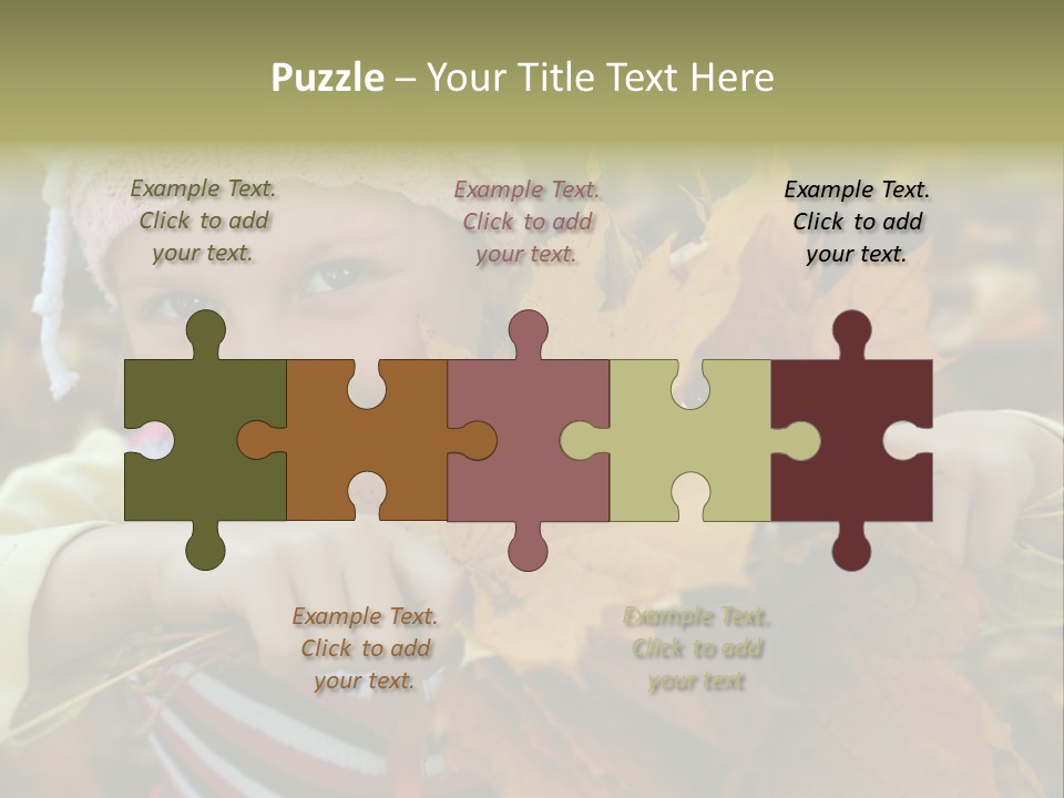 A Little Girl Keeping Yellow Leaves In Her Hands PowerPoint Template