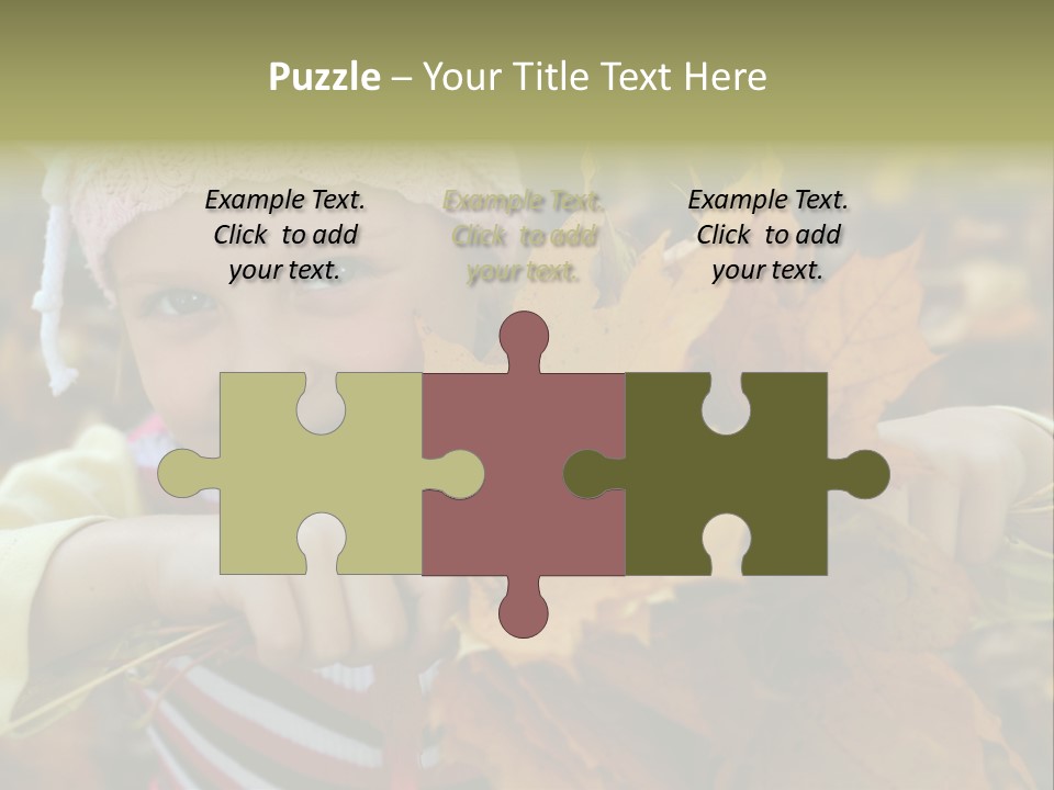 A Little Girl Keeping Yellow Leaves In Her Hands PowerPoint Template