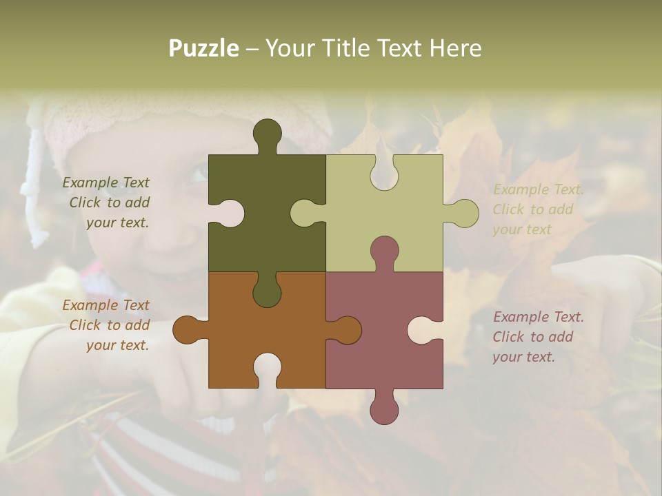 A Little Girl Keeping Yellow Leaves In Her Hands PowerPoint Template